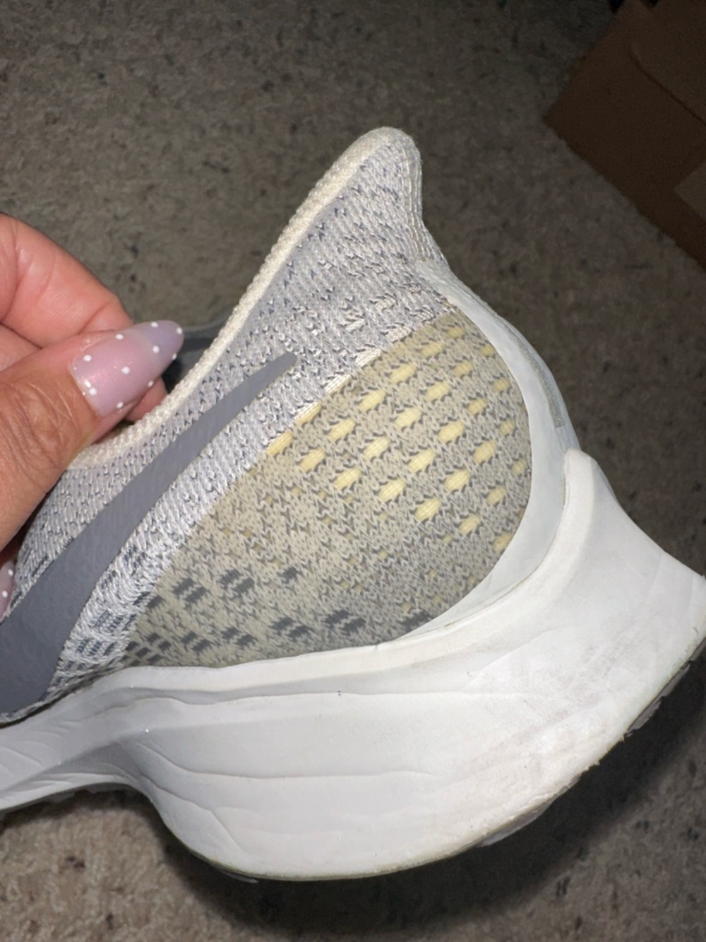 Nike Women's Light Grey Knit Running Sneakers - Picture 6 of 9